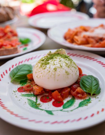 Fresh burrata summer photography in Covent Garden