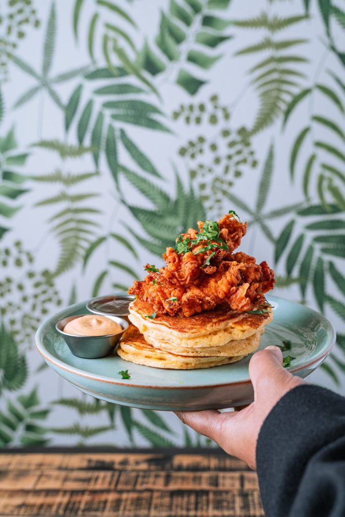 Fried Chicken Pancakes for Pancake Day